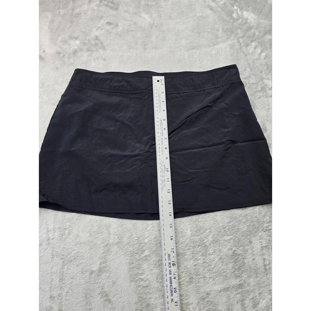 Lands End Womens Size 14 Black Active Swim Skirt Skort Side Zip Built In Lining